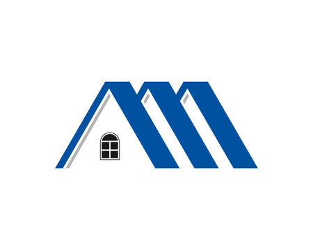 M Letter forming roofing of house logo