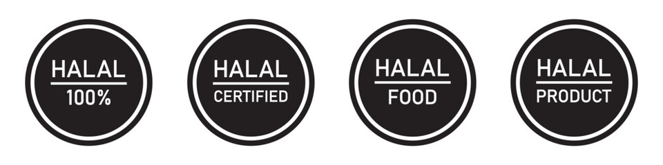 Halal food certified icon. Halal food labels Icon. Halal icon, Vector illustration