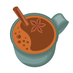 Hot cocoa in a green mug illustration vector perfect for winter