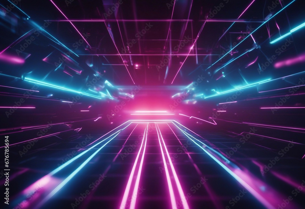 Poster abstract neon lights background with laser rays and glowing lines