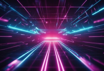 Abstract neon lights background with laser rays and glowing lines