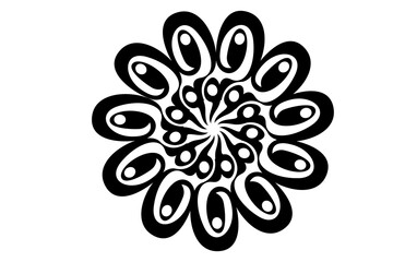 Black Flower Ornament With Transparent Background