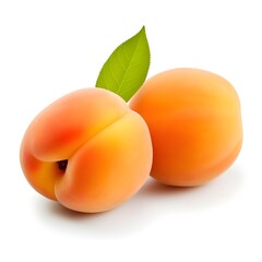 Fresh ripe apricot with leaf isolated white background AI generated