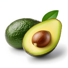Fresh avocado isolated white background AI generated