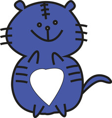 tiger blue with heart