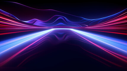 3D render, abstract geometric background of neon linear ring glowing in the dark, minimalist futuristic wallpaper