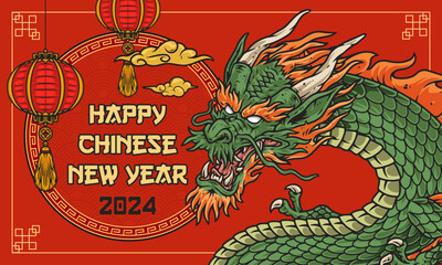 New year dragon sticker colorful