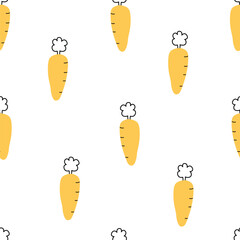 Carrot baby seamless pattern cute design for kids hand drawn in cartoon style Used for print, wallpaper, decoration, textiles. vector illustration