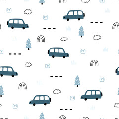 Seamless pattern Vintage car background used for publication, wallpaper, textiles Vector illustration