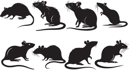 Rat Silhouettes, Small Rat SVG Vector - obrazy, fototapety, plakaty