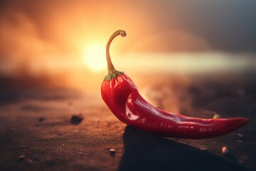 Red hot chili pepper on fire, AI generated - obrazy, fototapety, plakaty