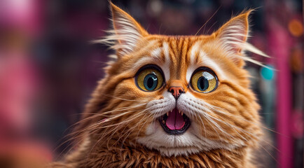 Portrait of an astonished cute cat