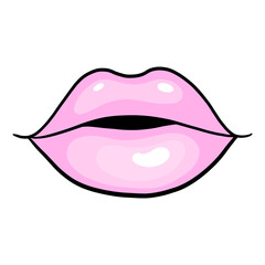 Pink Glossy Woman Lips