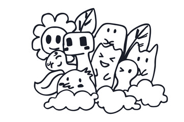 Coloring Cute Doodle Illustration