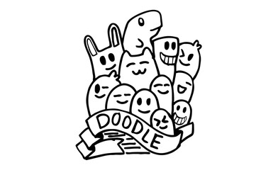 Coloring Cute Doodle Illustration
