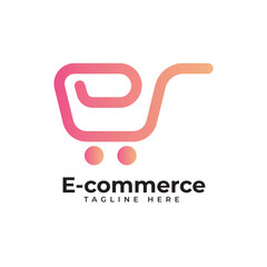 Online shopping logo design template. ecommerce logo. digital shopping logo. shopping cart concepts.