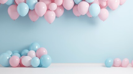 Pink and blue balloons with gender reveal theme background