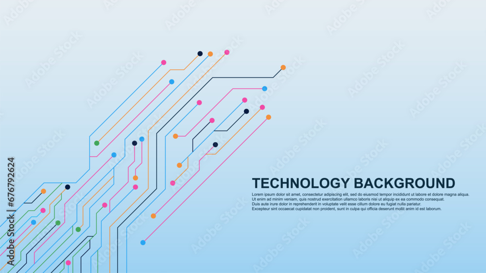 Aufkleber futuristic circuit board for digital connection, big data visualization technology concept backgroun