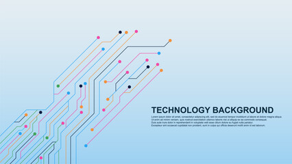 Futuristic circuit board for digital connection, big data visualization technology concept background.