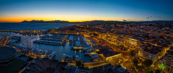 Foto auf Leinwand Aerial view of Cannes, a resort town on the French Riviera, is famed for its international film festival © Alexey Fedorenko