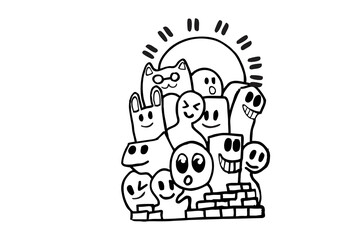 Coloring Cute Doodle Illustration