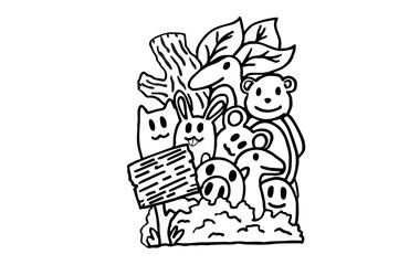 Coloring Cute Doodle Illustration