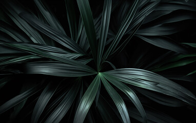 Macro dark palm plants leave Generated AI