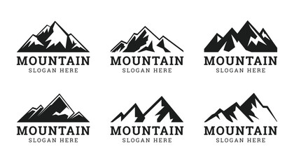 Mountain vector icon illustration design template. Collection of mountain logo 