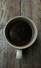 Wooden Table with Coffee Cup and Mug Indoors