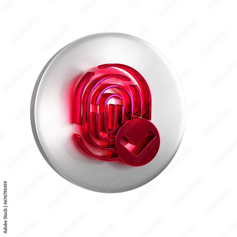 Poster red fingerprint icon isolated on transparent background. id app icon. identification sign. touch id.