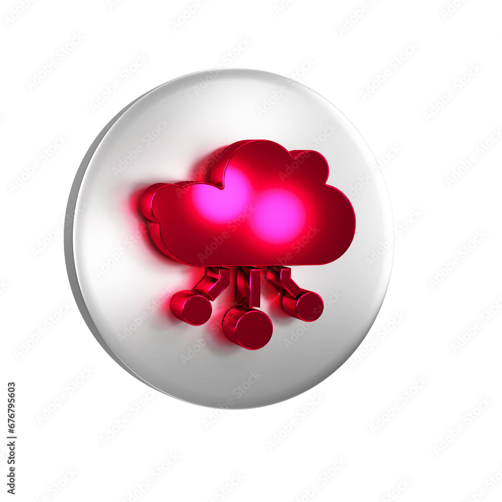 Poster red internet of things icon isolated on transparent background. cloud computing design concept. digi
