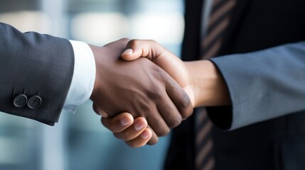 a human resources director shaking hands as a gesture of welcome to a new employee for the company