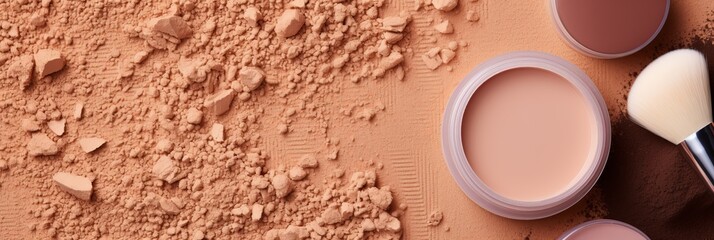 Cosmetic products for beauty backgroundMakeup and skincare conceptTop view with copy space.