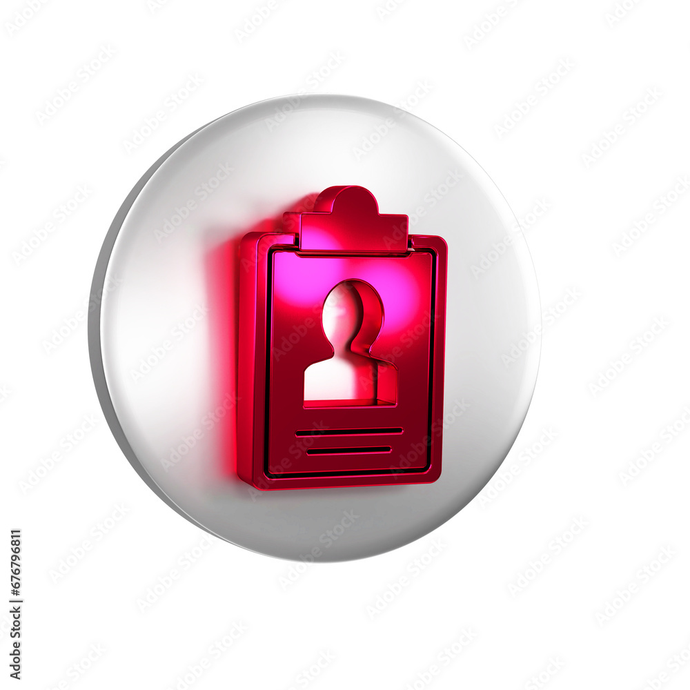 Poster red clipboard with resume icon isolated on transparent background. cv application. curriculum vitae,