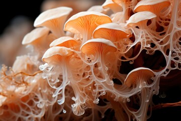 The dense network of mycelium, captured in stunning detail, showcases the complex world of mycology.