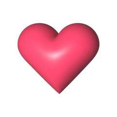 Minimalistic red hart 3d icon. illustration, isolated on transparent background