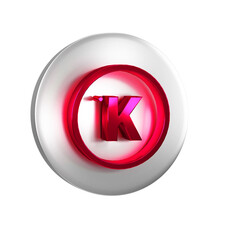 Red Kelvin icon isolated on transparent background. Silver circle button.