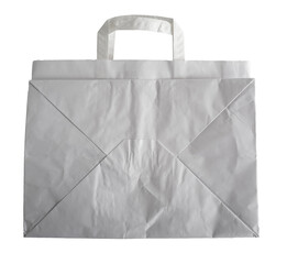 sac papier blanc plié sur fond transparent