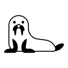 Walrus or earless seal Concept,  Elephant seals vector icon design, Winter Game Element symbol, Snowboard Equipment Sign, competitive sports activity stock illustration