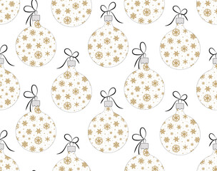 Christmas seamless pattern with Christmas tree balls, holiday background.