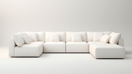 A modern, white sofa showcasing a minimalist design, offering a luxurious seating experience in a contemporary living space.