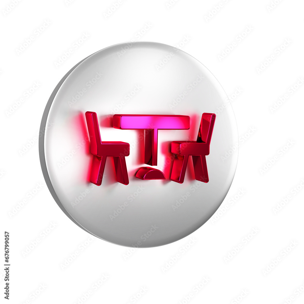 Poster red picnic table with chairs on either side of the table icon isolated on transparent background. si