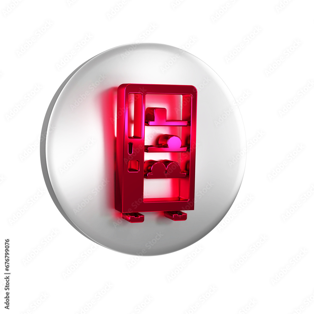 Poster red vending machine of food and beverage automatic selling icon isolated on transparent background. 