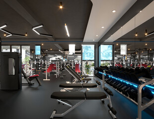 3d render gym sport center