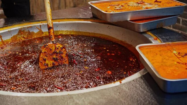 Original mala spicy hot pot in Chongqing, China