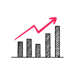 business graph with red arrow