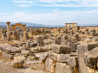 Ancient Roman Ruins of Volubilis in Walili, Morocco on a sunny afternoon 2