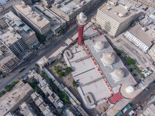 karachi pakistan 2022, drone view of karachi cityscape and landmarks, New Memon Mosque in Kharadar....