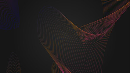Abstract wave element for design. Digital frequency track equalizer. Stylized line art background. Vector illustration. Wave with lines created using blend tool. Curved wavy line - obrazy, fototapety, plakaty