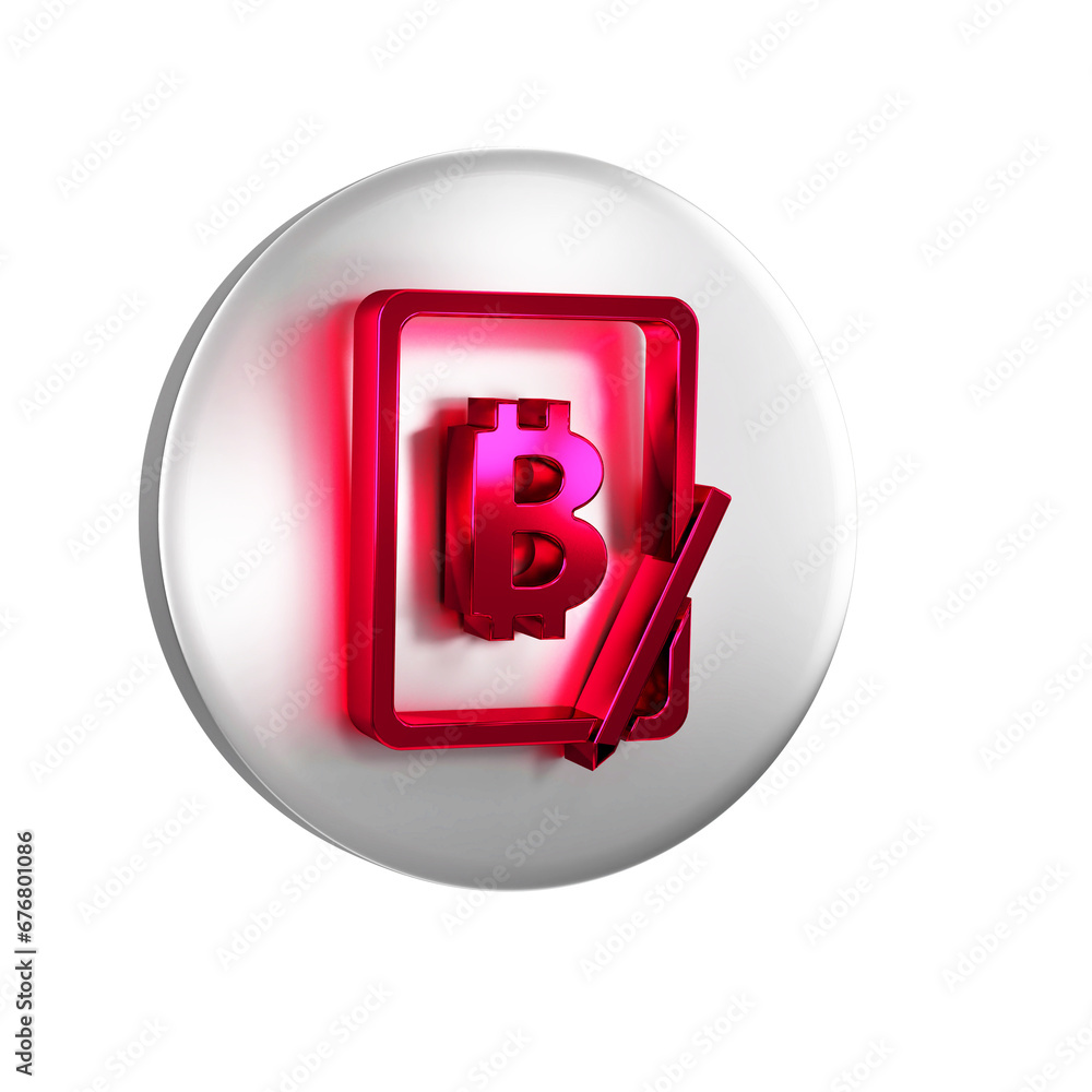 Poster red mining bitcoin from graphic tablet icon isolated on transparent background. cryptocurrency minin